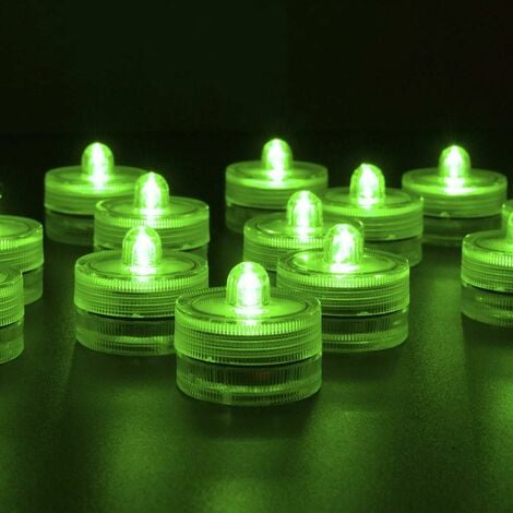 LangRay 36pack Green Waterproof Round Submarine Mini LED Tea Lights Submersible Lights for Home Wedding Party Vase Festival Valentine's Day Decoration