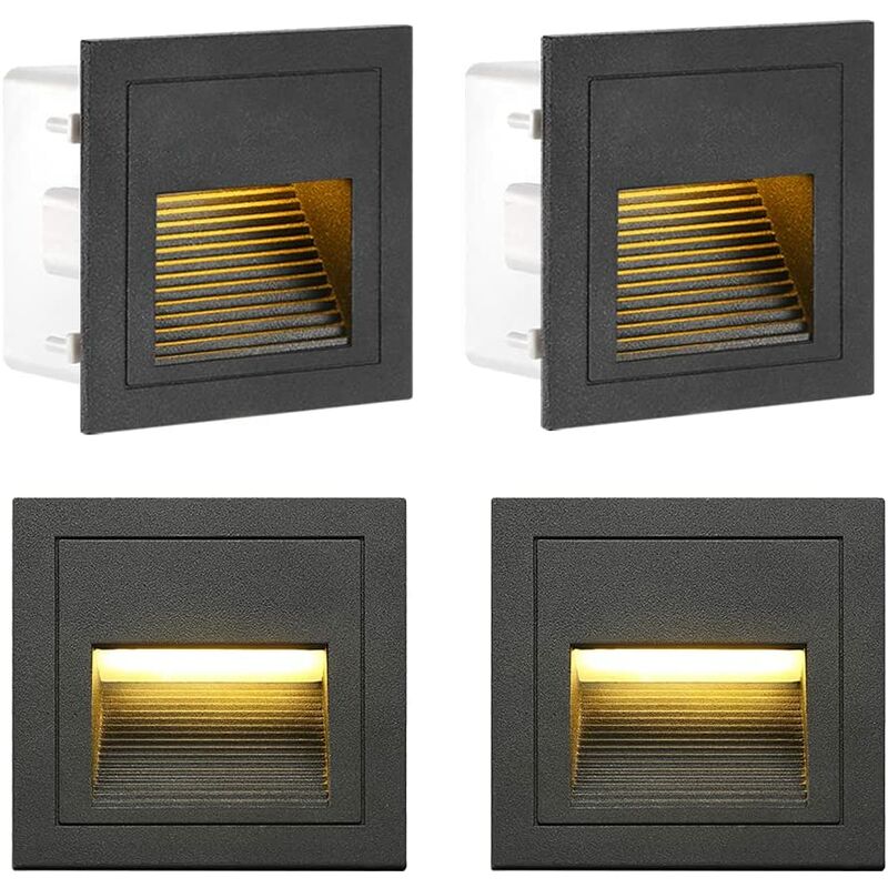 LangRay 3W LED Recessed Wall Light, Warm White IP65 Waterproof Stair Lights, Step Lights, Aluminum, Decoration Indoor Outdoor Lighting Warm White