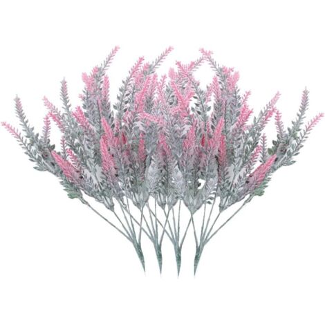 LangRay 4 bouquets de fleurs artificielles floqué fleurs artificielles plante de lavande fleurs artificielles décoration en pot (rouge)