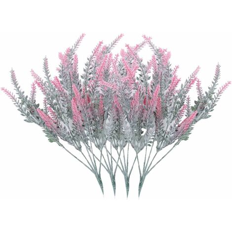 LangRay 4 Künstliche Blumensträuße Beflockte Künstliche Blumen Lavendel Pflanze Künstliche Blumen Topfdekoration (Rot)