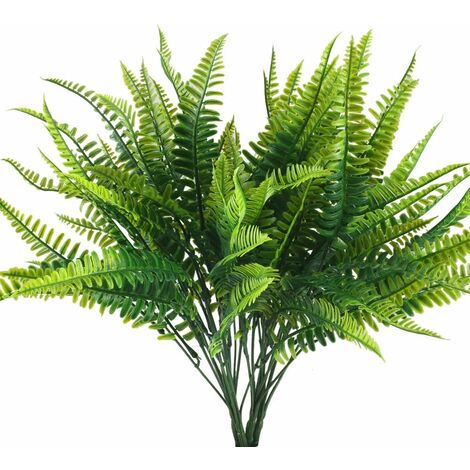 LangRay 4 pcs Plantes Artificielles Fougère Plantes Artificielles Plantes En Plastique En Plein Air Plantes Vertes Imperméables Décoration pour Balcon Jardin Bureau Pot Intérieur Décoration De Mariage À La Maison 23 * 40 CM