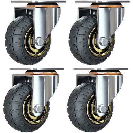 Langray – 4er-Set Lenkrollen 75 mm – Geräuscharmes Gummi – Tragkraft 80 kg pro Rolle – Einfache Montage für Möbel und leichte Geräte