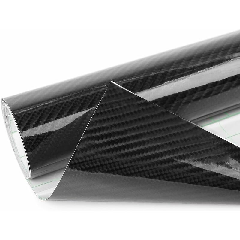6D fibre carbone sans bulle Film étirable autocollant vinyle Auto 300x50cm Noir - Langray
