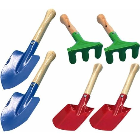 LangRay 6Pcs Enfants Outils de Jardin Plage Jouet Pelle Ensembles Jouets Outils de Jardinage Pelle à Sable Et Râteaux pour Enfants(Couleur aléatoire)