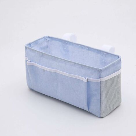 LangRay Accesorios de ropa de cama Cesta de almacenamiento colgante para cabecero, litera, dormitorio, libro, teléfono, revista, cama, mesita de noche fácil de instalar (azul claro)
