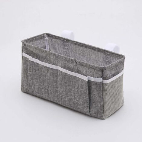 LangRay Accesorios de ropa de cama Cesta de almacenamiento colgante para cabecero, litera, dormitorio, libro, teléfono, revista, cama, mesita de noche fácil de instalar (gris oscuro)