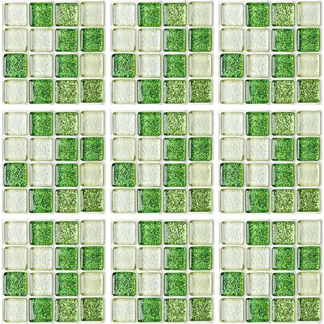LangRay Adesivi per piastrelle da parete a mosaico, 10 pezzi Adesivi per carta da parati per piastrelle Adesivi per piastrelle da parete Carta da parati impermeabile per cucina, bagno, pavimento, mobili, decorazioni per la casa, (15 cm x 15 cm, nero)