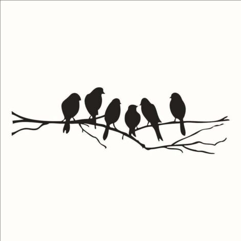 LangRay Arbres Oiseaux Salon Stickers Muraux Chambre Main Stickers Muraux Imperméable Murale Amovible Murale
