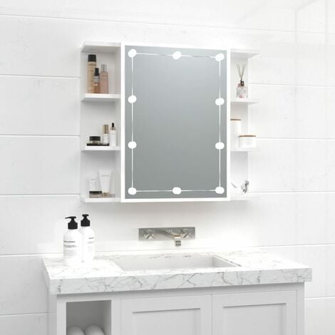 LangRay Armoire à miroir avec LED Blanc brillant 70x16,5x60 cm