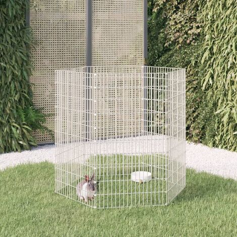 LangRay Articles pour animaux Cage à lapin 6 panneaux 54x100 cm Fer galvanisé