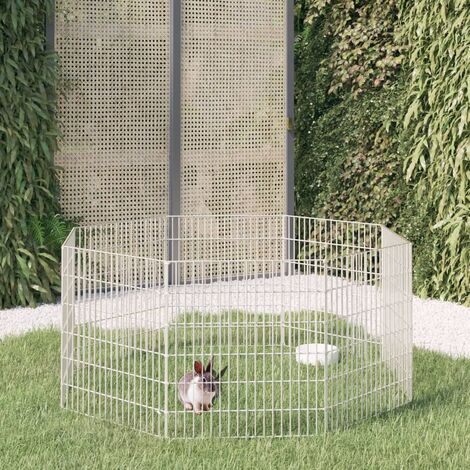 LangRay Articles pour animaux Cage à lapin 8 panneaux 54x60 cm Fer galvanisé