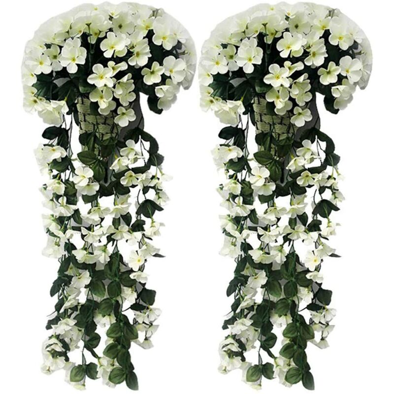 

Artificial Vine Colgante Decoración de boda realista, Planta artificial romántica Flor decorativa Ventana Adorno Pared Hoja falsa Simulación Blanco