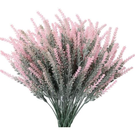 LangRay Artificielle Fleurs De Lavande Faux Plantes Avec Faux Bouquet De Mariage En Plastique pour Centres De Table Maison Cuisine Jardin Ferme Décor 8 Pcs Rose