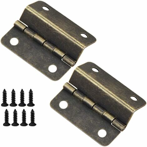 LangRay Bisagras de bronce antiguo, 2 bisagras de caja decorativas, bisagras de hardware plegables para puertas, gabinetes, muebles, gabinetes de joyería vintage