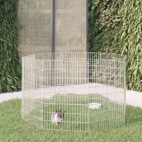 LangRay Cage à lapin 8 panneaux 54x80 cm Fer galvanisé