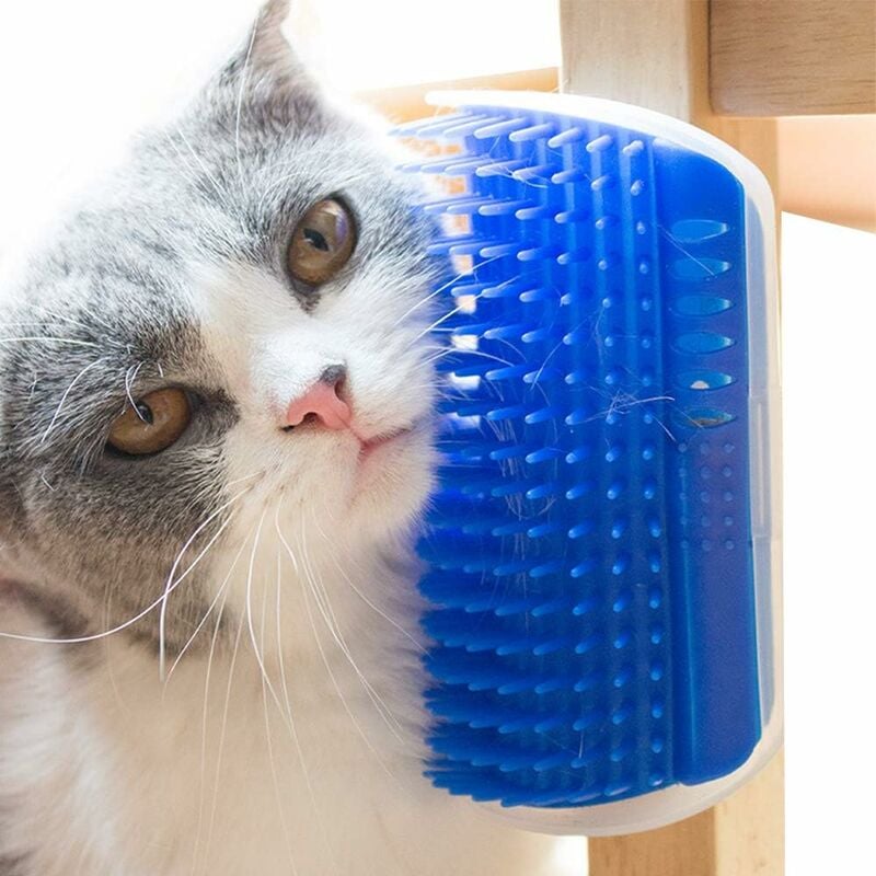 

Cepillo de aseo en ángulo Masaje para gatos Cepillo de peluquería Peine Perros Gatos Tapicería de pelo PS021 (Azul)