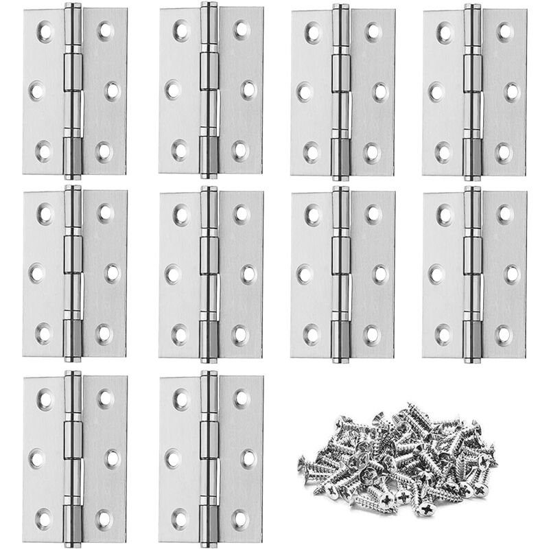 Image of Cerniera per porta da 10 pezzi, cerniera in acciaio inossidabile, cerniera invisibile, porta dell'armadio/porte