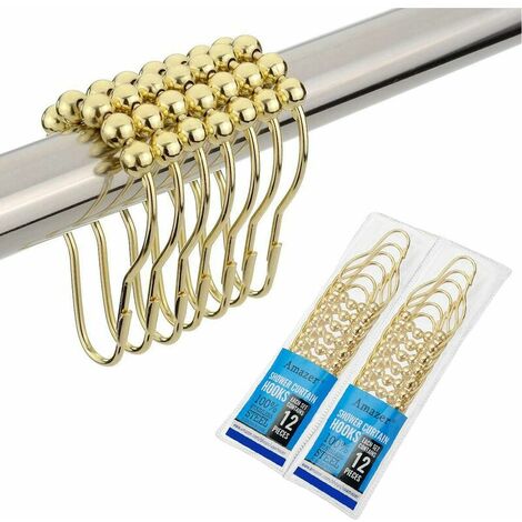 Amazer Rullo di plastica in Acciaio Inox o Anelli per Tenda Doccia Set di 12 