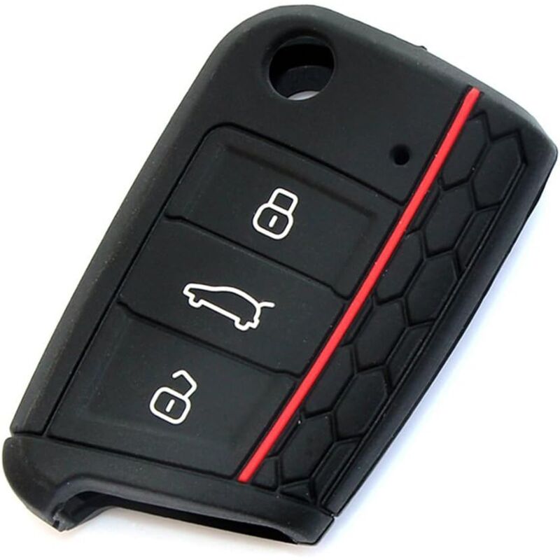 Image of Confezione da 2 custodie per chiavi in silicone vw Skoda Seat a 3 pulsanti/portachiavi/supporto per telecomando - per Volkswagen vw Golf 7 gti Golf
