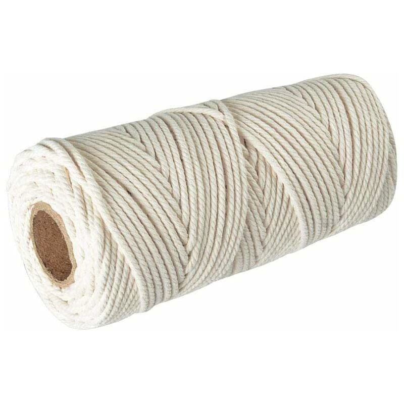 Corde Coton Macramé 4mm, 100m Fil de Coton,100% Naturel Fil de macramé,Ficelle Corde de Tressée diy de Tapisserie de Plante Cintre de Drapeau de