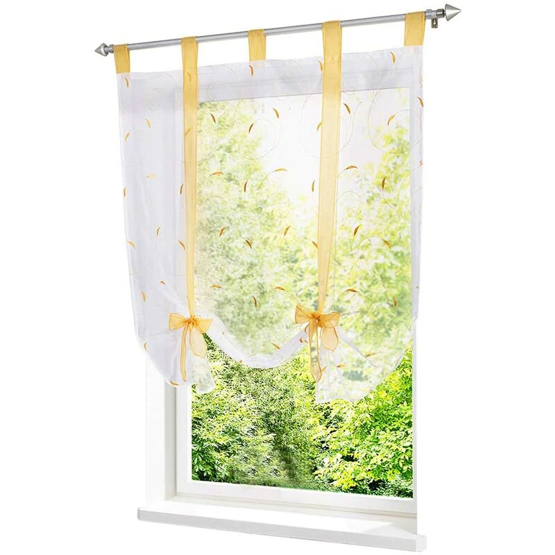 

Cortina romana con cinta bordada Cortinas romanas Cortina de bucle transparente en gasa (An x Al 100x140cm, amarillo)