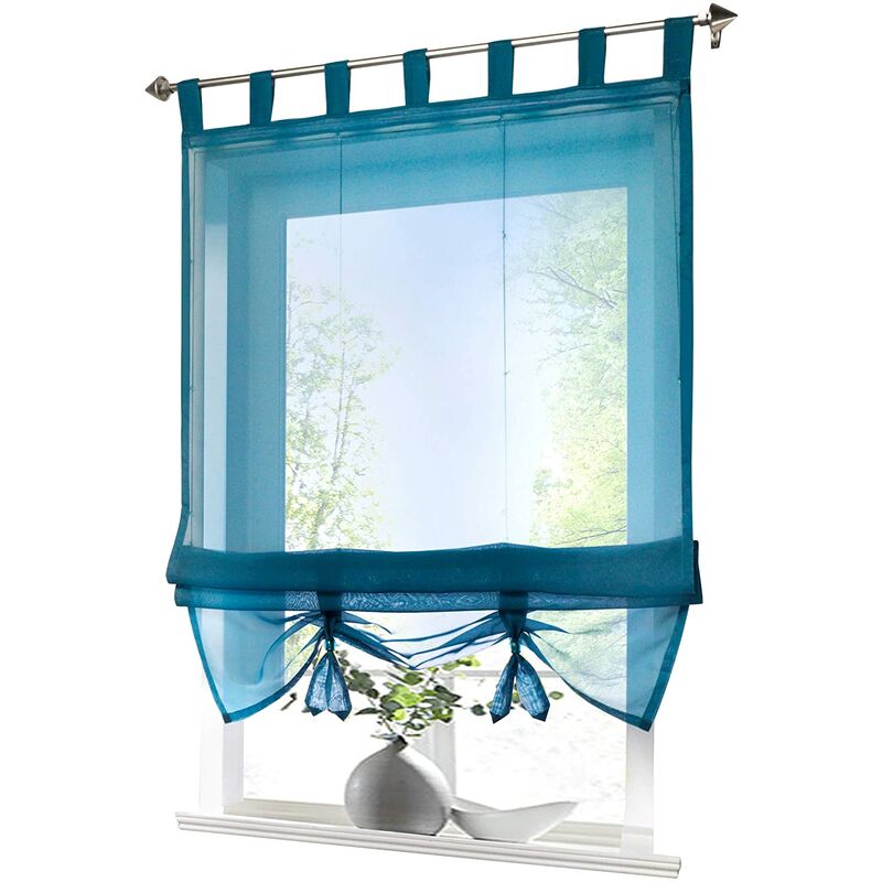 

cortinas romanas de bucle de sombra cortinas romanas de cocina cortinas de bucle ciego transparente gasa moderna azul WxH 140x155cm 1 pieza