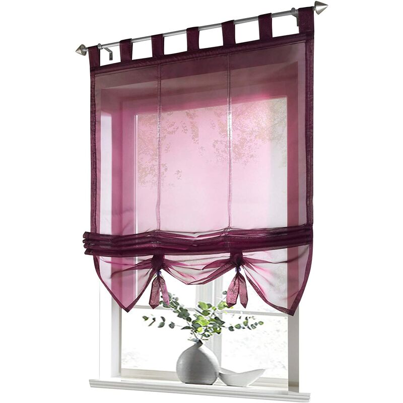 

cortinas romanas de bucle de sombra cortinas romanas de cocina cortinas de bucle ciego transparente gasa moderna rojo vino WxH 140x155cm 1 pieza