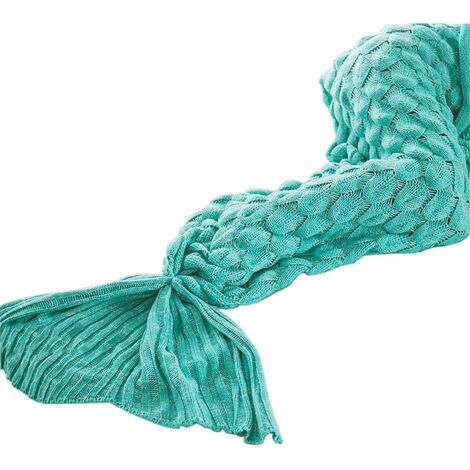 LangRay Couverture Queue Sirène Adulte, Couverture Sirène Sac de Couchage Idées Cadeaux Personnalisées pour Anniversaire La Saint Valentin Femme Filles, Motif Poisson-échelle, 195 x 90 cm (Vert)