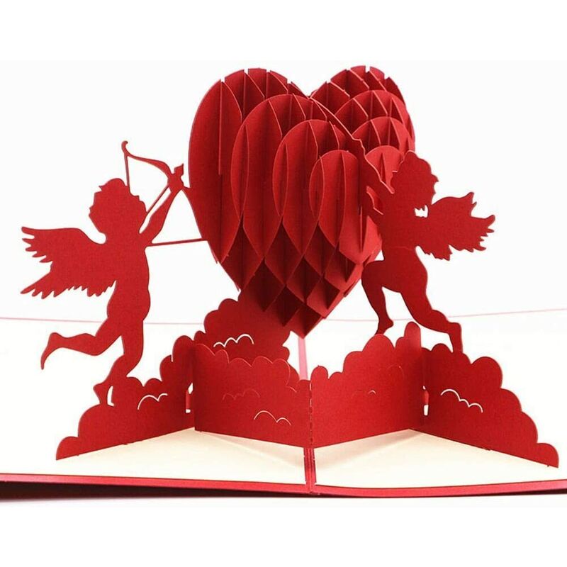 

Cupid Greeting Card, 3D Cupid Pop-up Card, Tarjeta de amor romántica, utilizada para el día de San Valentín, regalos de cumpleaños, cumpleaños