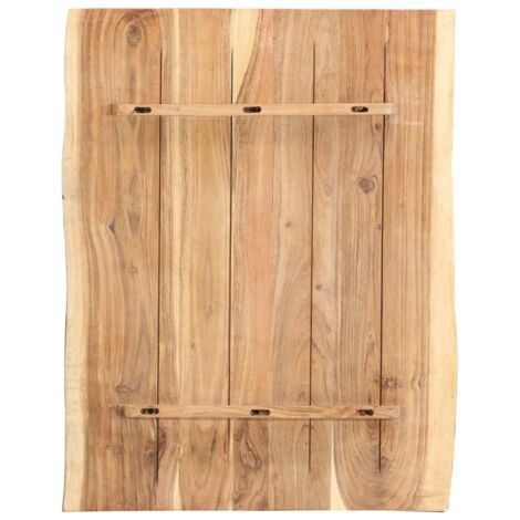 Langray – Dessus de table en bois d'acacia massif 80x(50-60)x3,8 cm – Surface polie et laquée – Grain naturel et bords vivants