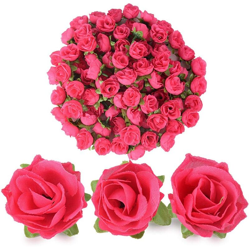 

(Dia: 3cm) 100pcs Rosa artificial Cabeza de flor Cabeza de flor Planta artificial falsa Decoración para el hogar Fiesta de bodas Rosa