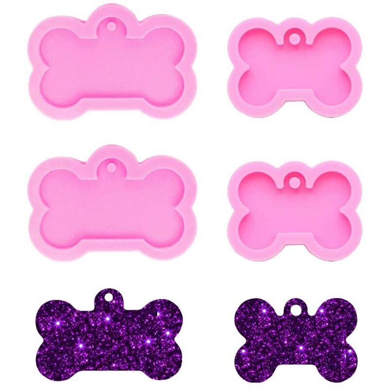 DIY Dog Tag Keychain Silicone Mold with Holes Pendant Resin Molds for DIY Jewelry Crafts - (Small and Large) 4pcs - Langray