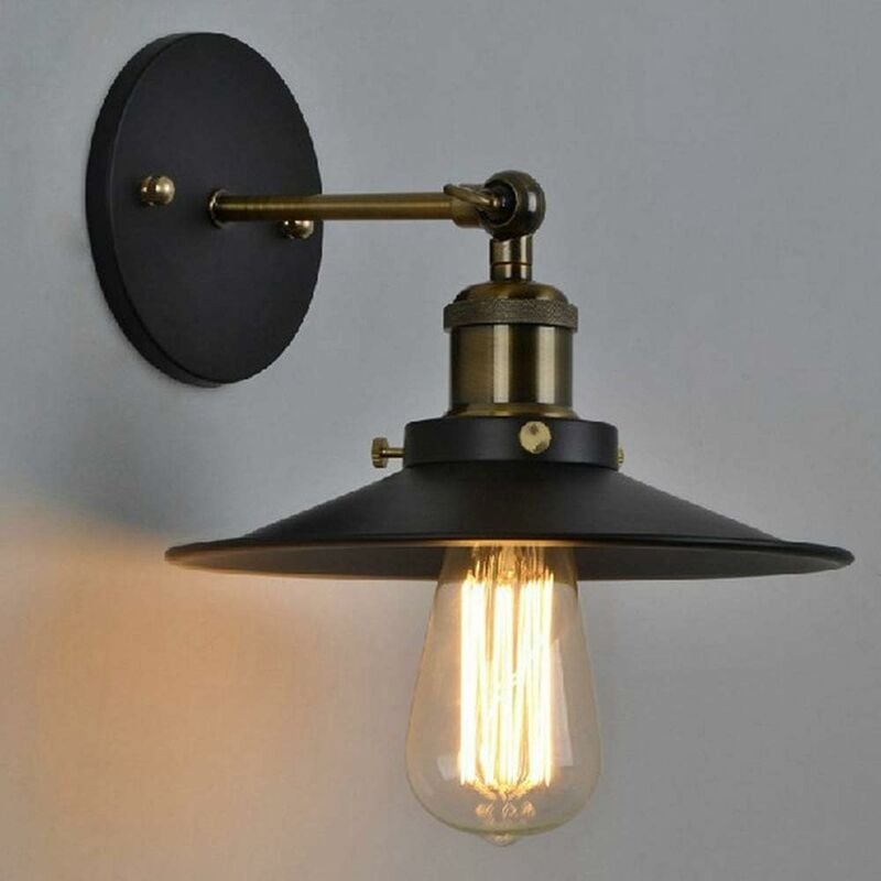 LangRay E27 Industrial Wall Light Vintage Retro Edison Lamp Chrome with Metal Shade for Kitchen Living Room Bedroom Hallway Staircase Cafe Bar