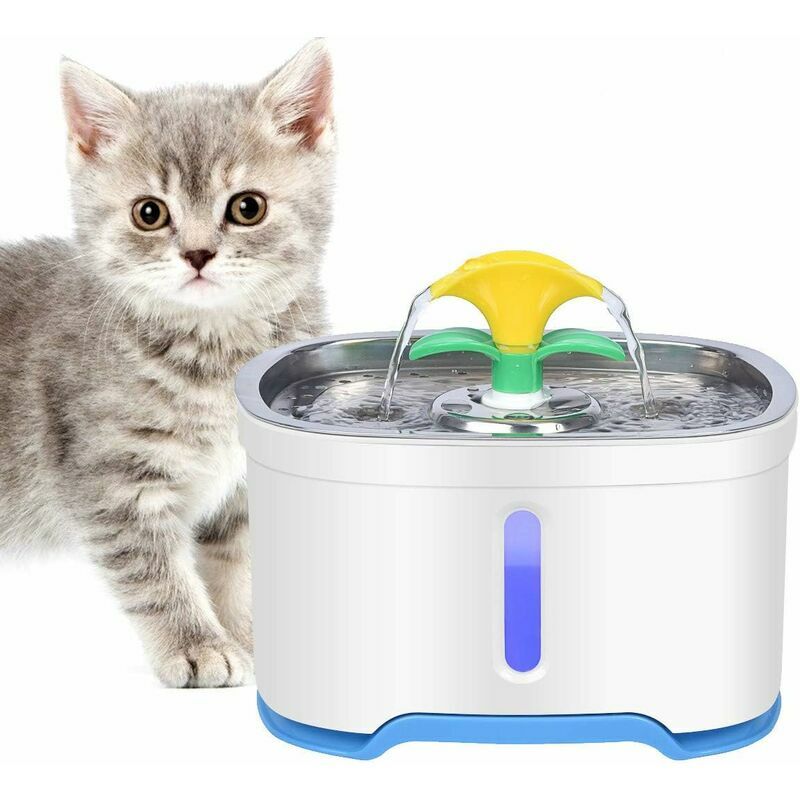 Fontaine à Eau pour Chat de 2.5L avec Arrêt Automatique Intelligent, Distributeur d'Eau pour Chats et Chiens
