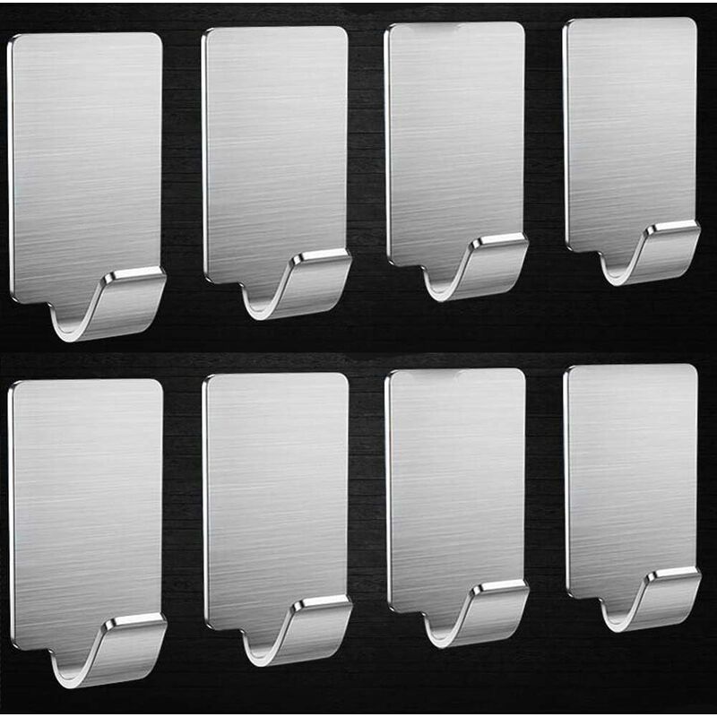 

Ganchos adhesivos de pared, 8 ganchos de acero inoxidable de 10 kg como máximo, gancho para toallas y batas, gancho para abrigo, gancho de pared para