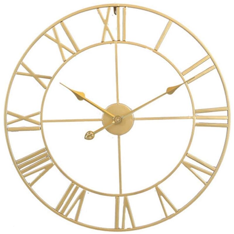 Langray - Grande horloge murale de style vintage, ronde, en métal, silencieuse, sans tic-tac, à piles, 40 cm, chiffres romains noirs, horloges de