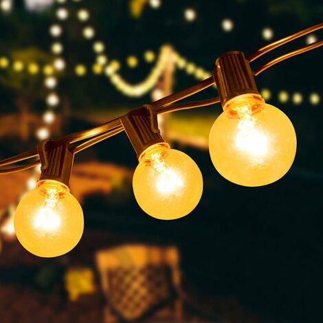 LangRay Guirlande lumineuse avec ampoules à filament G40 7 W (25 + 3 ampoules de rechange) - Convient pour lintérieur et lextérieur - Longueur 7,62 m - Guirlande raccordable étanche - Décoration pour