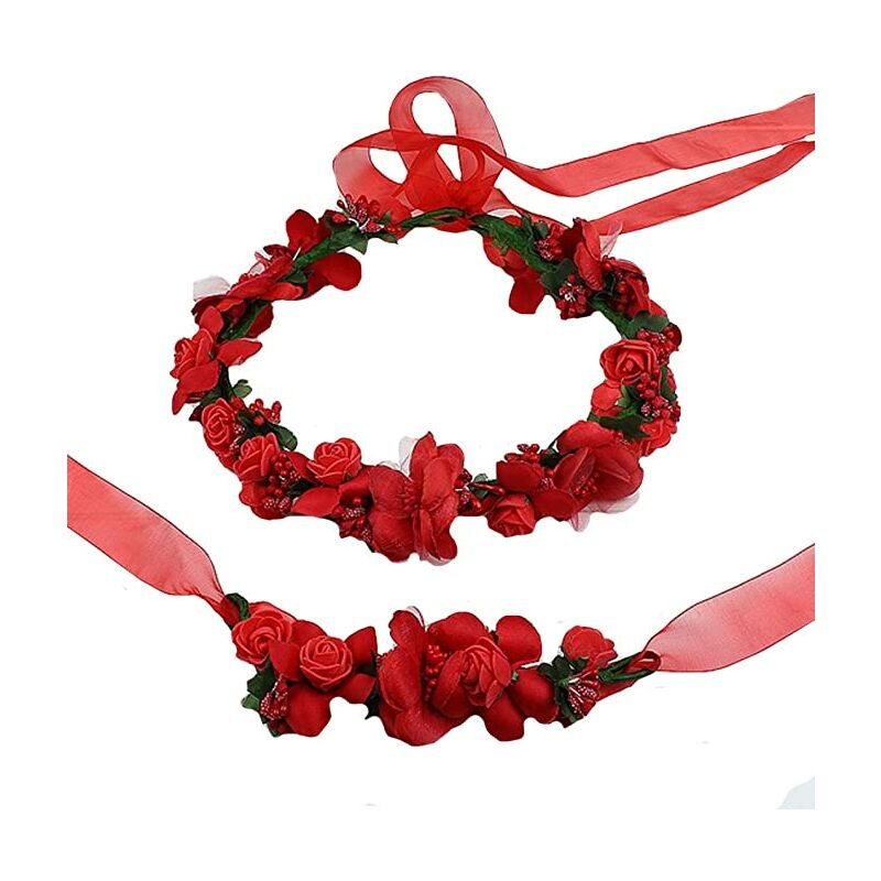 

Guirnalda de flores con brazalete, brazalete, brazalete, brazalete, brazalete, banda para el pelo, corona de flores, estilo bohemio para festivales,