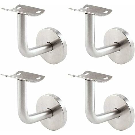 LangRay Handrail Brackets for Wall Brackets Stainless Steel Stair Rail Brackets Wall Brackets Handrail Brackets for Stair Railing Handrail Brackets Silver 4 Pieces