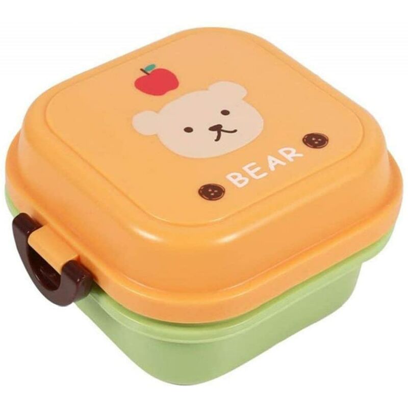 

Kids Boys and Girls Bento Boxes - Fiambrera de 2 capas - Fiambrera portátil para camping, escuela, senderismo, viajes, picnics - (Patrón de oso de