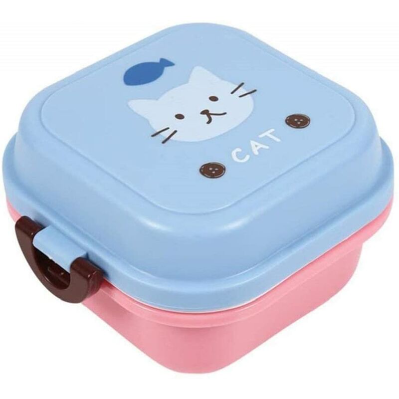 

Kids Boys and Girls Bento Boxes - Fiambrera de 2 capas - Fiambrera portátil para camping, escuela, senderismo, viajes, picnics - (Patrón de gato de