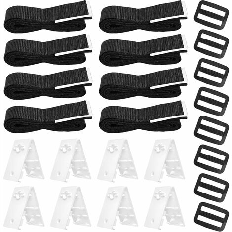 LangRay Kit de Fixation pour bâche Solaire de Piscine, kit de Sangles de Couverture Solaire pour Piscine Universelle enterrée Comprenant 8 Sangles en Nylon,8 plaques de Cordon,8 Boucles