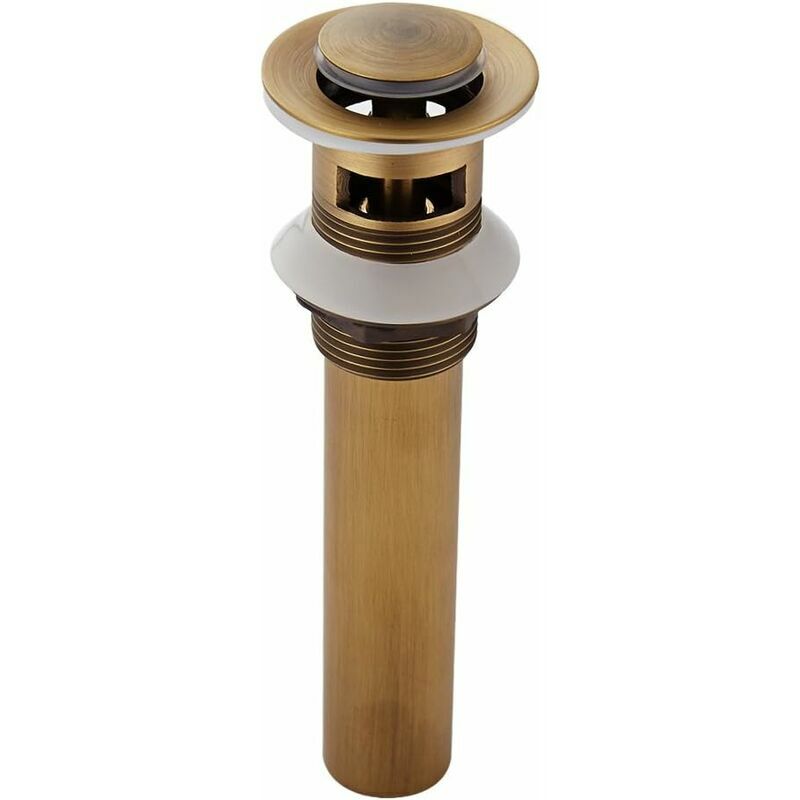 KZQ - Bonde de Vidange Pop-up avec Trop-Plein au Style Rétro en Laiton Vieilli, Accessoire de Salle de Bain