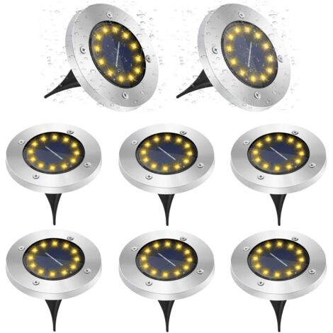 LangRay Lampadaires solaires, 12 lampes solaires à LED pour une utilisation en extérieur, lampes de jardin 6000 K, étanche IP65, blanc chaud, lampes solaires, éclairage de jardin pour pelouse, allée, 