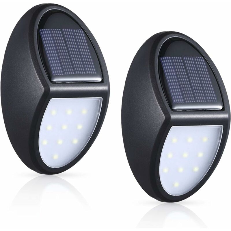 

Lámpara solar para exteriores, paquete de 2 10 LED Lámpara de pared solar LED, Iluminación solar exterior impermeable IP65 con sensor crepuscular