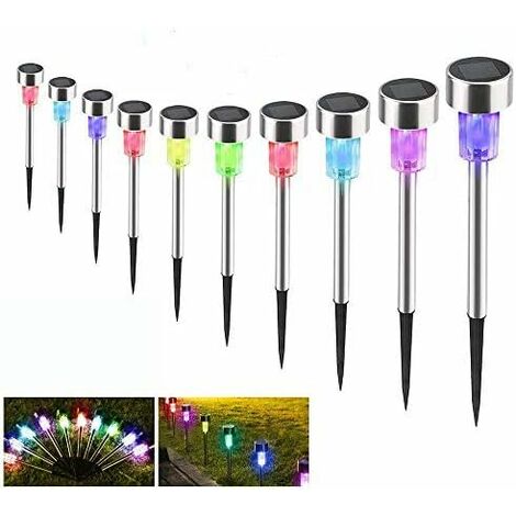 LangRay Lampe Solaire Exterieure Jardin au Sol, 10pcs Lampe Jardin Sans Fil LED Décoration Eclairage Solaire Extérieur Pour Chemins Pelouse Etanche IP65 Lumière Multicouleur Automatique Rechargeable [Classe énergétique A+]