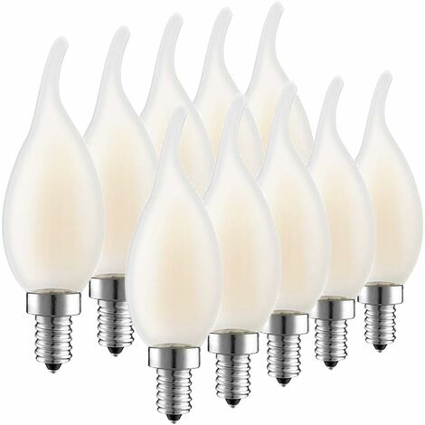 LangRay LED E14 Dimmable Filament Bulb, Lot of 10 Flame Bulbs, 4 Watts Consumption 40W Incandescent Equivalence, 2700K Warm White and 400LM, 360 ° Beam Angle [Energy Class A +]