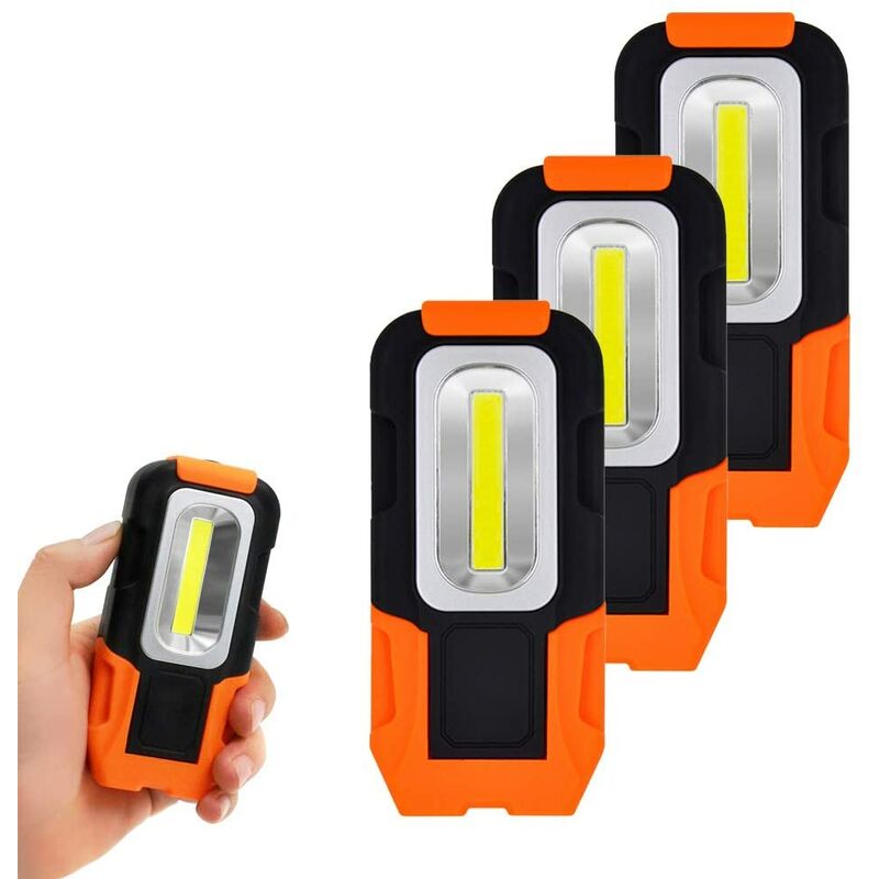 LED Portable Flashlight 3W COB LED Portable Magnetic Handheld Flashlight AAA Batteries not Included, Folding Light with Magnetic Base and Hook Set of