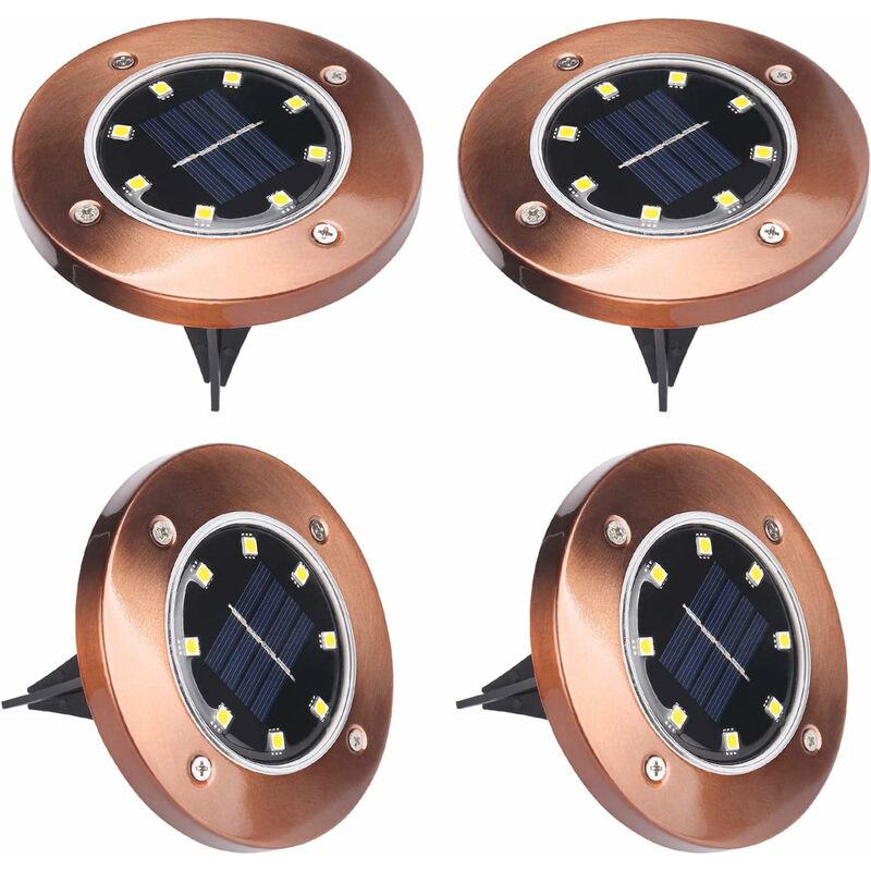 

Luz solar para jardín, 8 LED, 4 paquetes, luz solar LED para exteriores, lámpara enterrada LED impermeable, lámpara de pie solar, patio, camino,