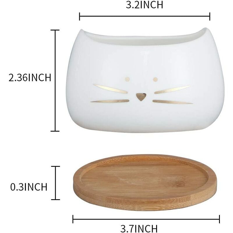 

Macetas de cerámica para suculentas de gato de 3.2 pulgadas con platillo extraíble, macetas de cactus únicas, macetas de porcelana decorativas para